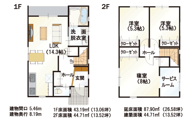 Sの家 type1-2 間取り図