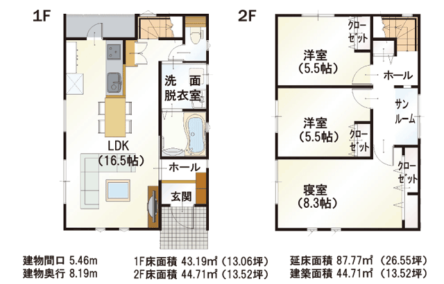 Sの家 type2 間取り図