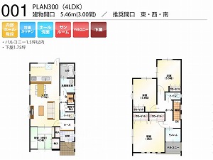 PLAN300-001-4LDK （推奨間口：東・西・南）