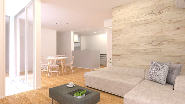 パース写真：部入道モデルハウスのLDKパース