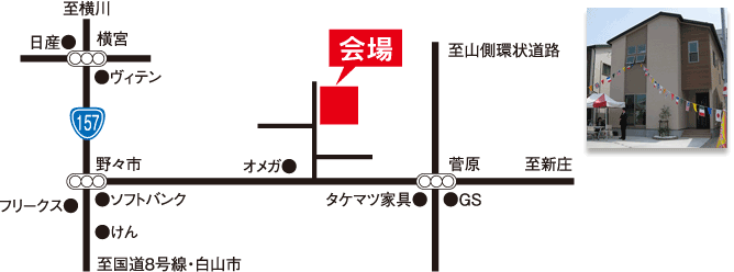 会場周辺地図：石川県野々市菅原町